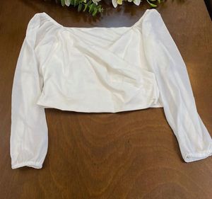 White Long Sleeve Crop Top