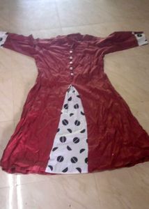 Retro Maroon &amp; Polka Dot Dress