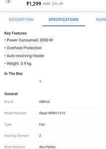 OREVA fan room heater.