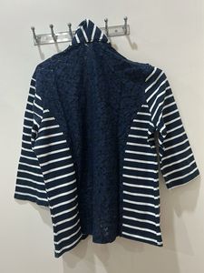 Striped Open-Front Cardigan