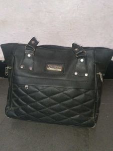 Black Leather Hang Bag