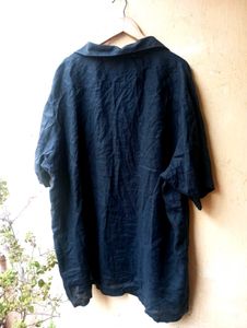 Burnt Umber Dark Blue Oversized Shirt (Women)