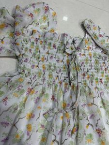 Floral Chiffon Smocked Blouse