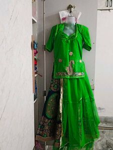 Green Embroidered Rajputi Poshak/rajasthani Dress