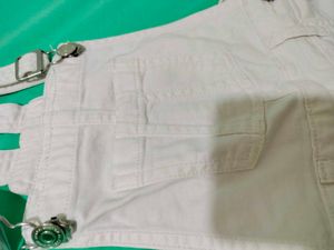 White Denim Jumper Shorts By  Shopper Stop