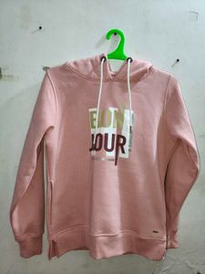 Pink &#39;Bonjour&#39; Hoodie
