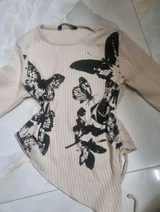 Y2k asymetrical tan top