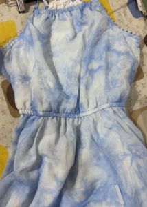 Blue Tie-Dye Halter Dress