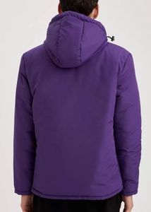 DeFacto Men Purple Solid Hooded Padded Jacket