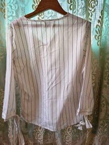 Striped V-Neck Top Defective piece