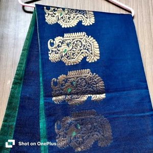 Glitter green/ Blue Silk Saree