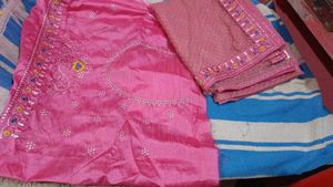 Elegant stylish party wear heavy work Pink Saree