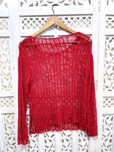 Cherry Breeze Open Knit Top C