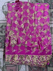 y2k sequin Gorgeous Pink & Gold Saree