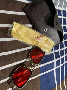 Full Metal Frame , Quality New Unused , Red Glass Square Frame Glasses