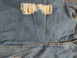 Distressed Denim Mini Skirt