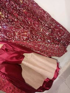 Maroon Bridal Gown (semi stitched)