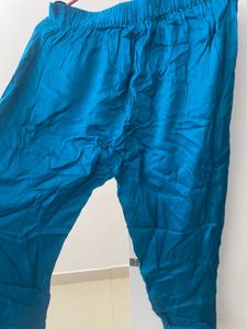 Blue V-Neck Kurta Pant Set
