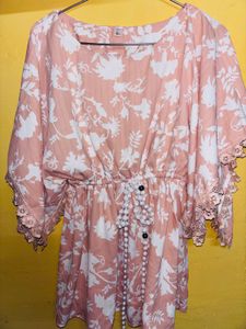 Floral Print Dress with Crochet Trim