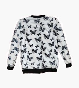 Butterfly Print Bomber Jacket