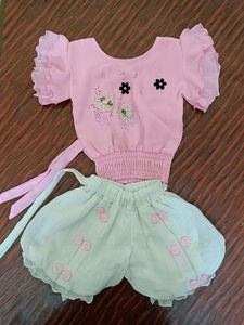 Baby Girl Dress. Top And Shorts