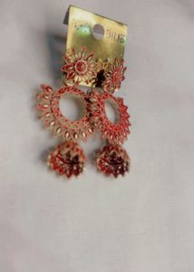 Red Jhumka Earrings