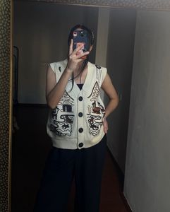 Embroidered Spring  Creamish White VEST