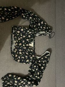H&amp;M Black Floral Crop Top