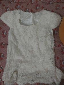 White Floral Textured Top