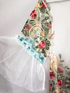 Floral Embroidered Net Top