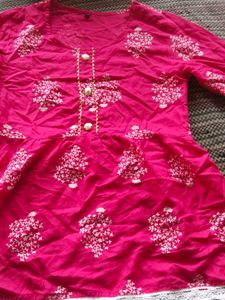 Pink Floral Print Peplum Top