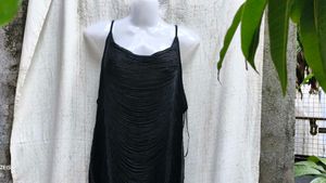 19296. Elegant Black Fringe Dress