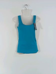 Blue Plain Casual Tank Top (Women)