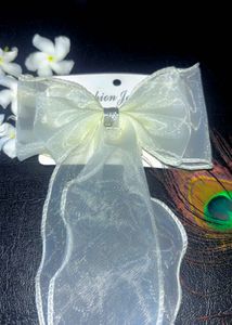 Elegant white orgaza hair bow clip accessories