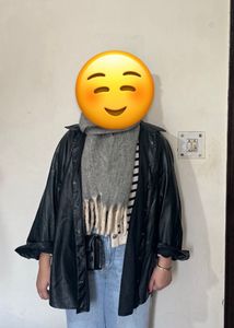 ZARA Black faux leather shirt/overshirt