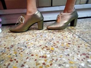 Gold Glitter Block Heel Booties