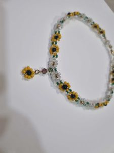 Sunflower Beaded Wire Necklace