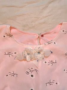 Pink Floral Top with Sheer Sleeves