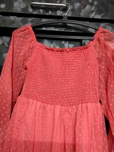 Coral Polka Dot Maxi Dress