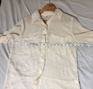 Beautiful Cream Sheer Button-Down Shirt