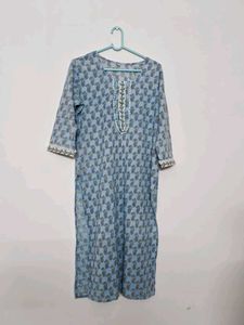 Blue Printed Kurti with Dupatta