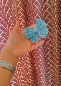 Cute Blue Knitted Bow Hair C