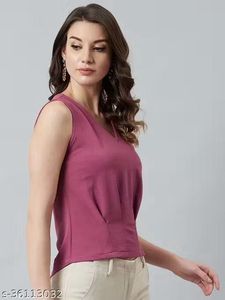 Chic V neck Purple Sleeveless Top
