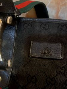 Gucci Vintage Black GG Canvas Tote Bag