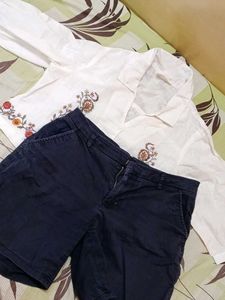 Short Jean And Crop Shirt