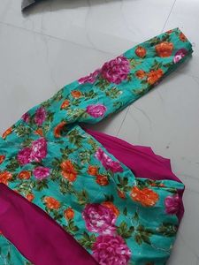 Price Drop Maxi Dress With Printed Attached Jacket