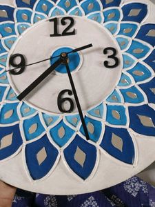 Blue &amp; White lippan art  Wall Clock