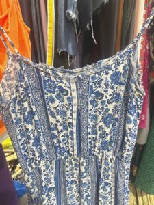 Cotton Floral Side Cut Long Dress