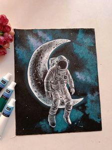 Astronaut Moon Painting