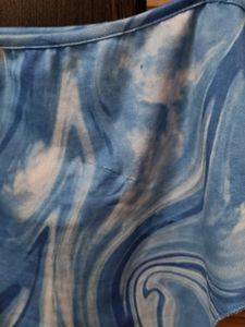Urbanic Blue Marble Print Asymmetric Crop Top